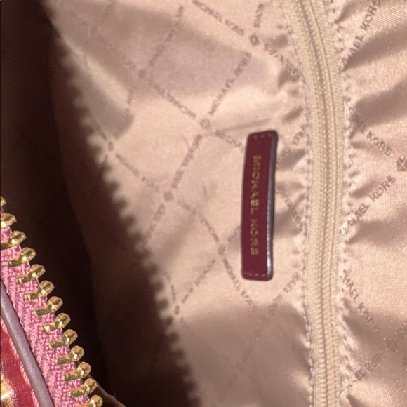 Michael Kors Burgundy Saffiano Leather Tote with Gold Hardware - Picture 9 of 9